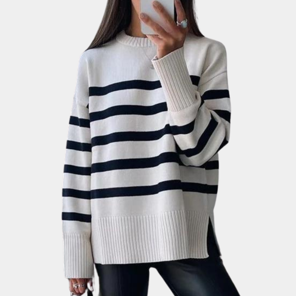 Drune | Trendy Oversized Gestreifter Damenpullover