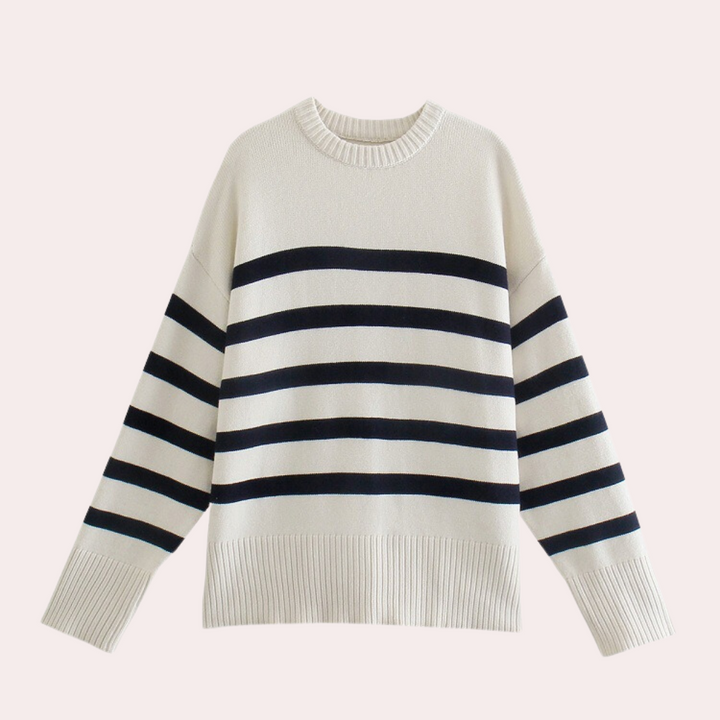 Drune | Trendy Oversized Gestreifter Damenpullover