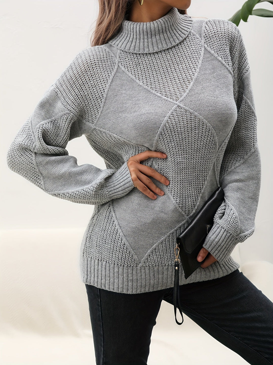 Drune | Trendy Einfarbiger Rollkragenpullover