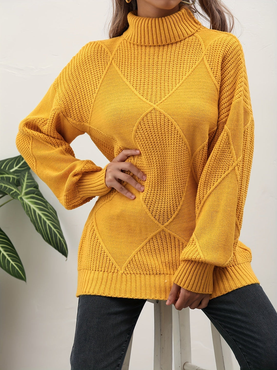 Drune | Trendy Einfarbiger Rollkragenpullover