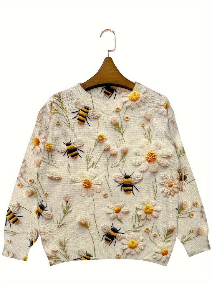 Drune | Trendy Damenpullover mit Bienenmuster