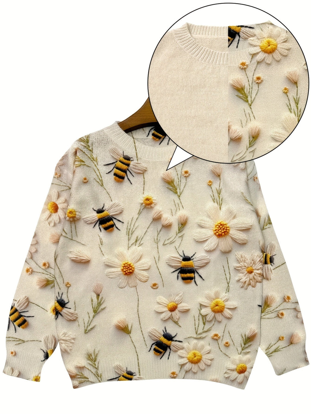Drune | Trendy Damenpullover mit Bienenmuster