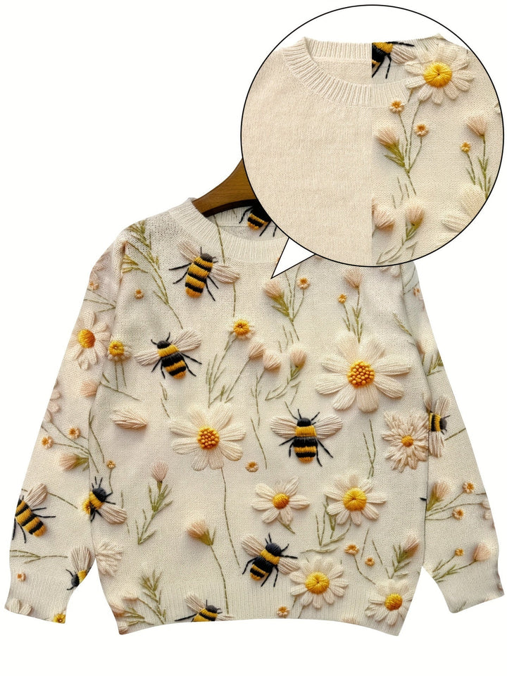 Drune | Trendy Damenpullover mit Bienenmuster