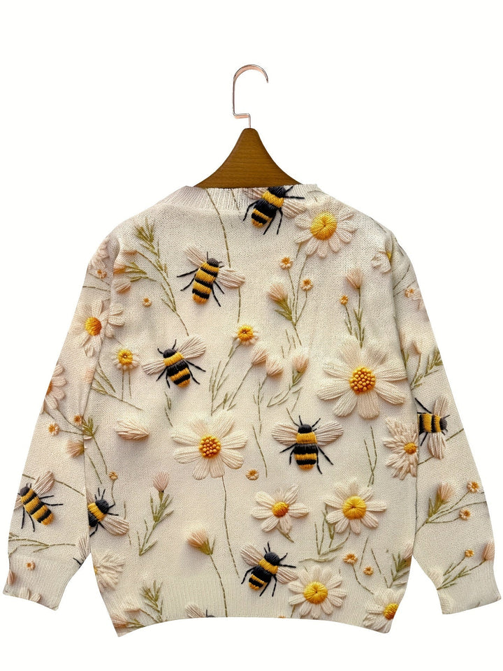 Drune | Trendy Damenpullover mit Bienenmuster