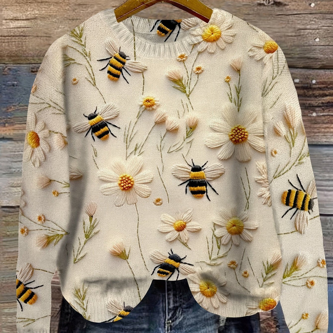 Drune | Trendy Damenpullover mit Bienenmuster