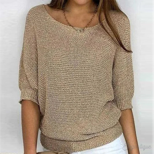 Drune | Pullover - Damen - Einfarbig, Rundhals, Dreiviertelärmel - Bequem und Lässig
