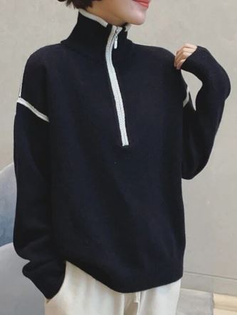 Drune | Stehkragenpullover mit Reißverschluss