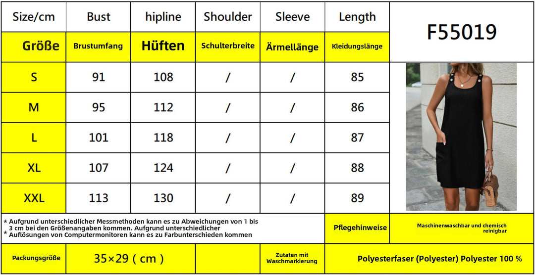 Drune | Ärmelloses Kleid mit Rundhalsausschnitt und Weste mit Knöpfen