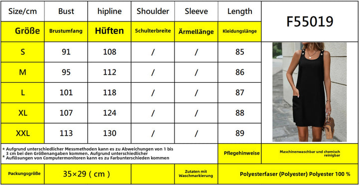 Drune | Ärmelloses Kleid mit Rundhalsausschnitt und Weste mit Knöpfen