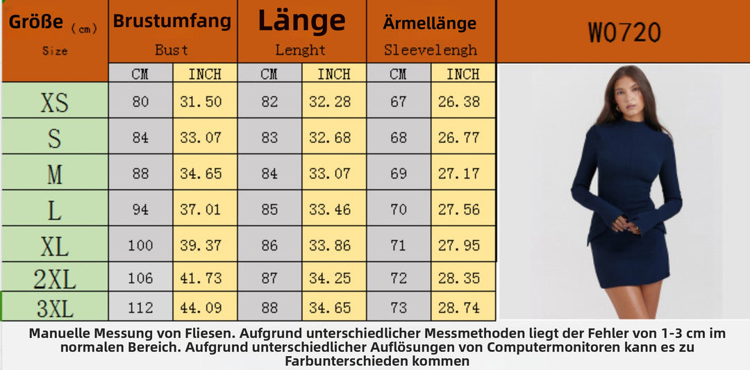 Drune | Schmal geschnittenes, langärmeliges, hüftumspielendes Kleid