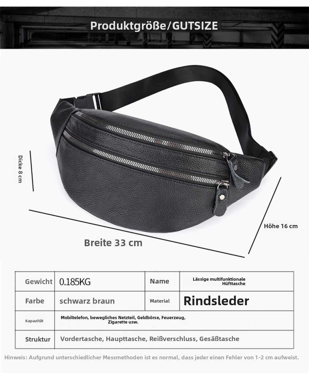 Drune | Leder Herren Crossbody Gürteltasche