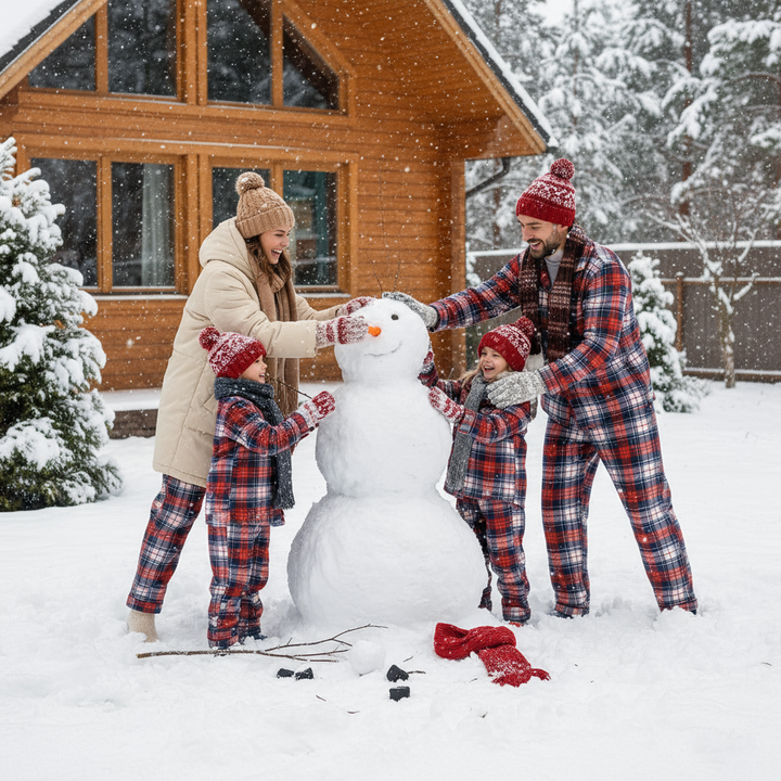 Drune | Gemütliche Karierte Knopf-Front Pyjama-Sets für Weihnachten
