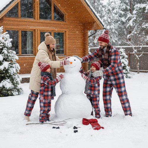 Drune | Gemütliche Karierte Knopf-Front Pyjama-Sets für Weihnachten