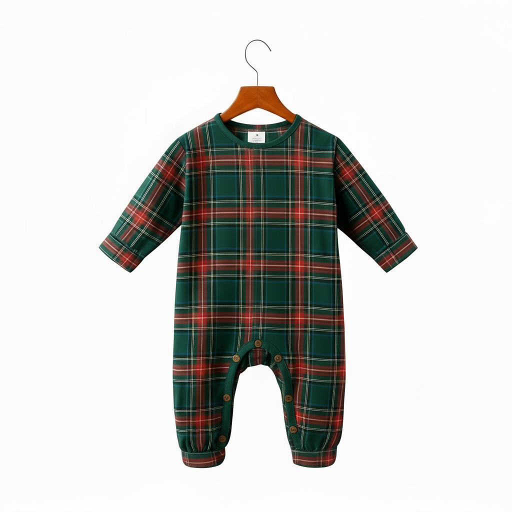 Drune | Familien-Weihnachten Plaid Knopf-Front-Pyjama-Sets