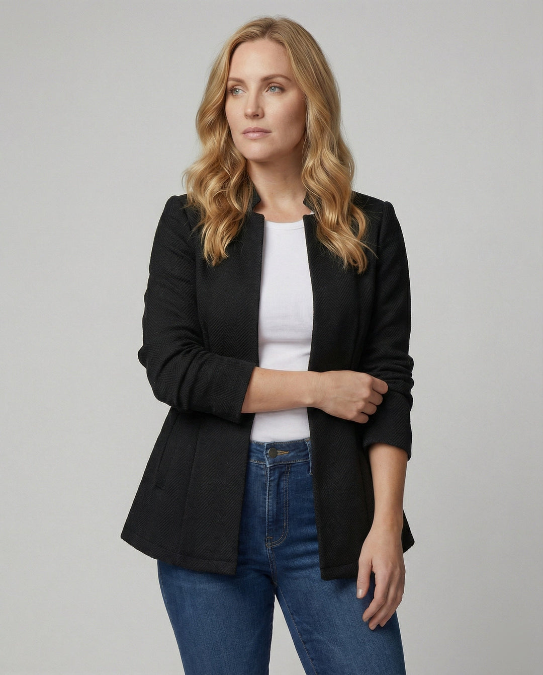 Damen Blazer ärmellos Hahnentritt