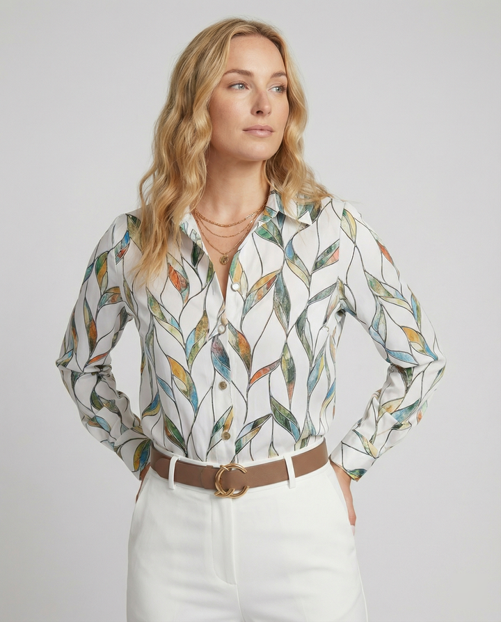 Drune | Stilvolle Bluse mit Aufgedruckten Knöpfen