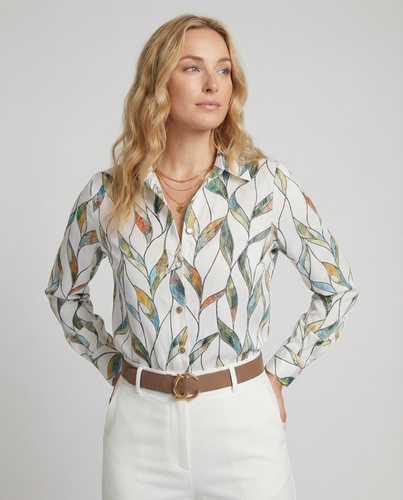 Drune | Stilvolle Bluse mit Aufgedruckten Knöpfen