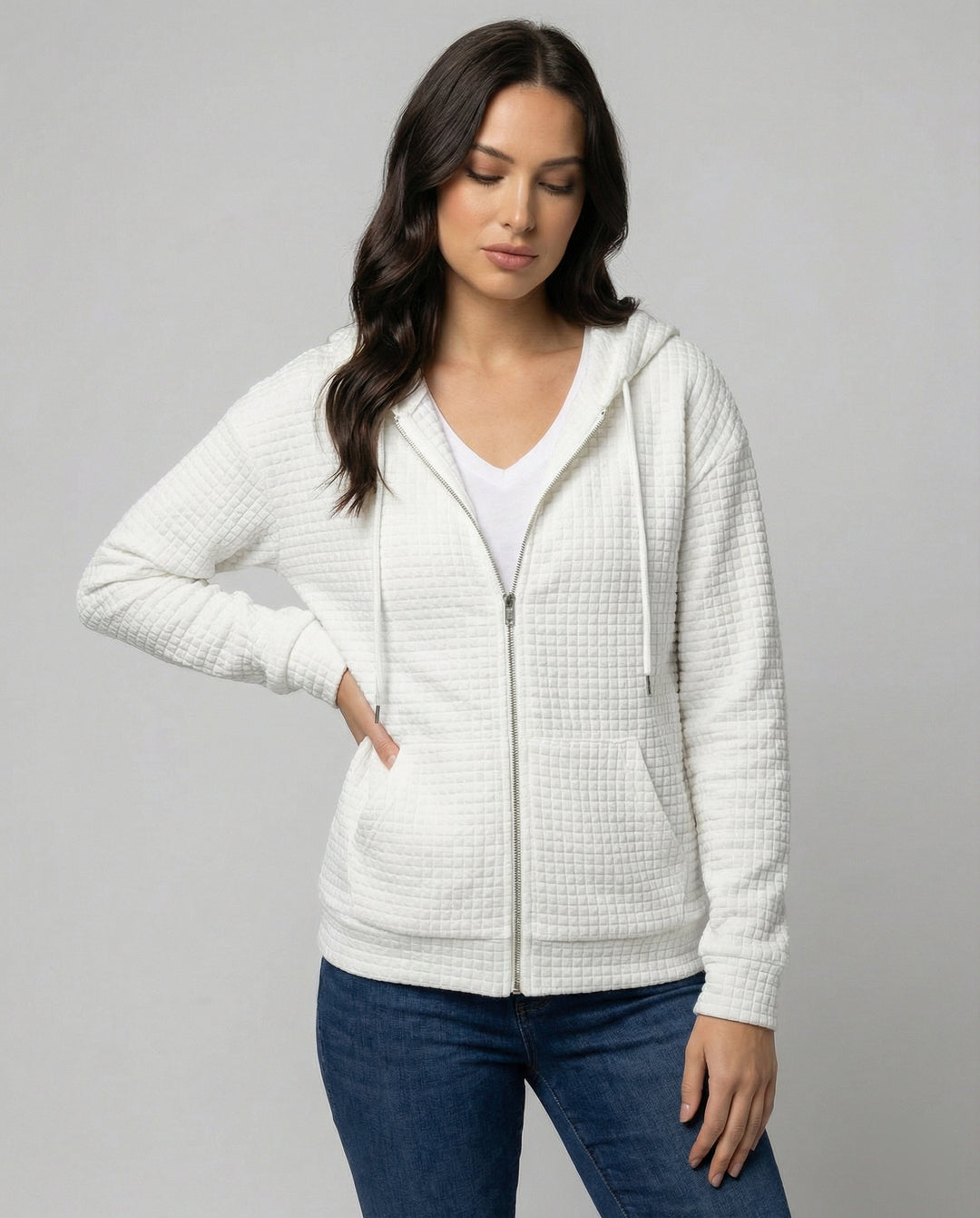 Damen Fleecejacke mit strukturiertem Waffelmuster Drune
