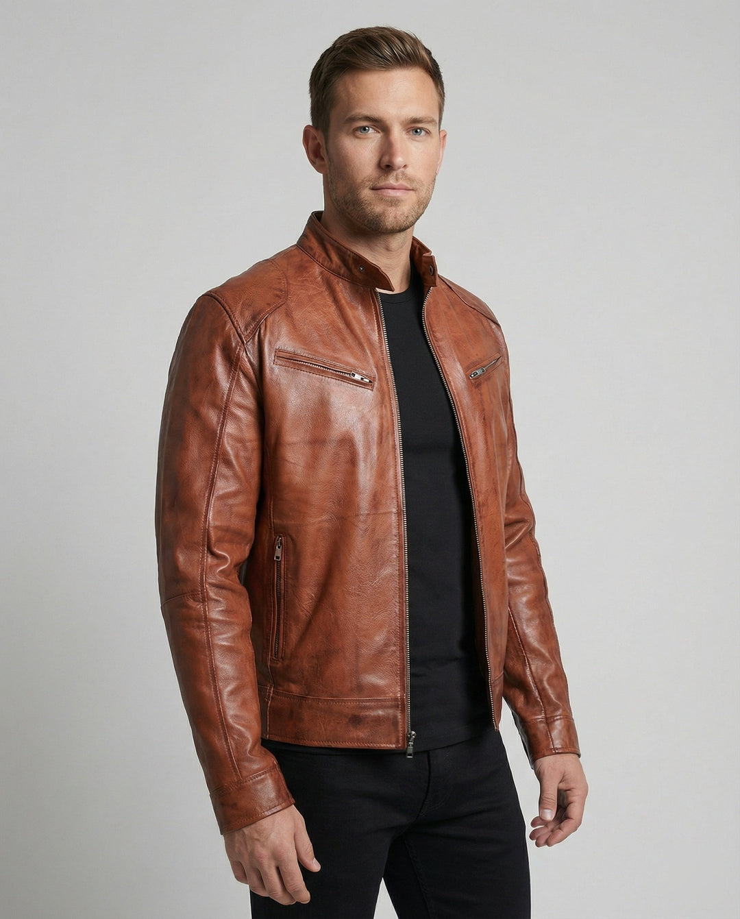 Herren Hochwertige Echtlederjacke
