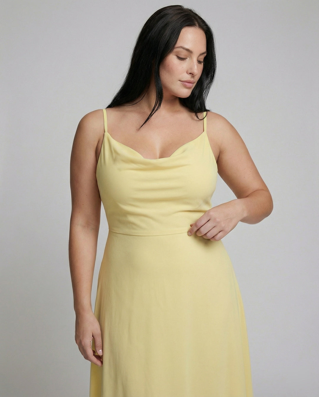 Drune | Lange Drapierte Kleid mit Eingebautem Bh