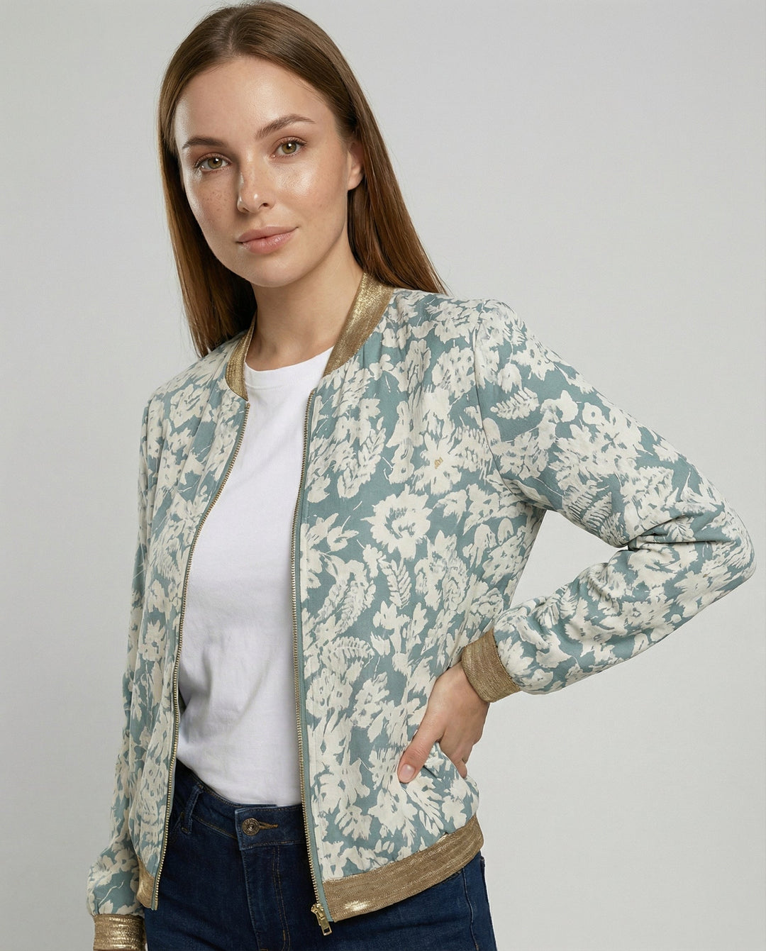 Damen Bomberjacke mit Blumenmuster | Drune