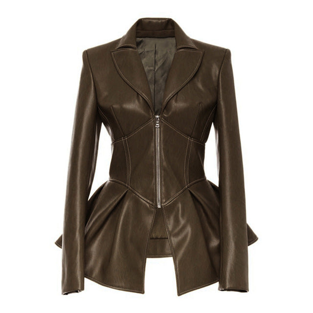Drune | Sommerzeit Hochbund PU Lederjacke