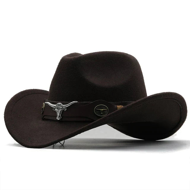 Drune | Western-Stil Filzhut Mit Stier-Schnallenband