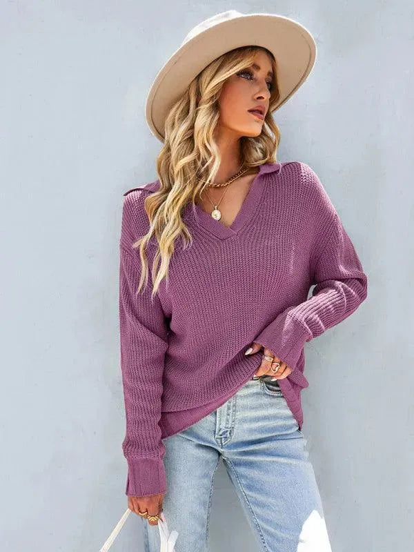 Drune | Ausschnitt Polo Damen Pullover Top
