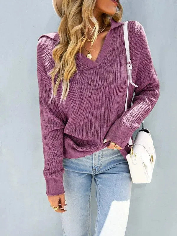 Drune | Ausschnitt Polo Damen Pullover Top