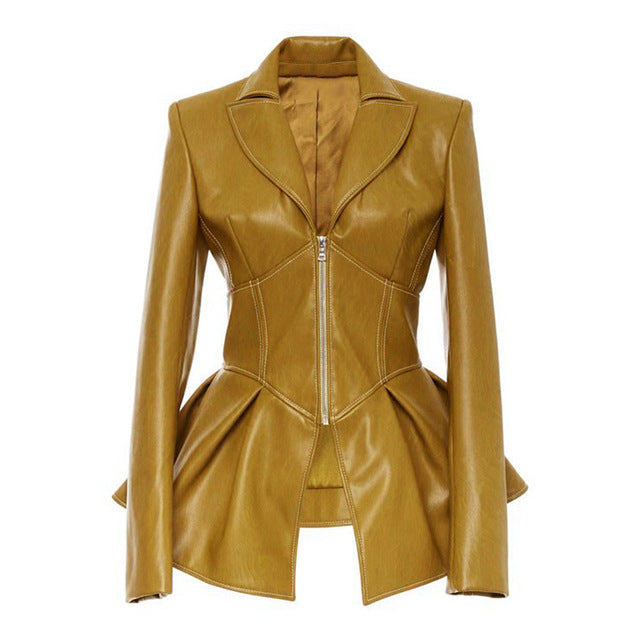 Drune | Sommerzeit Hochbund PU Lederjacke