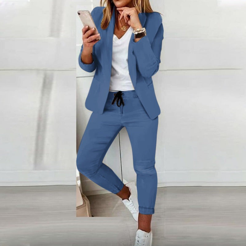 Drune | Eleganter Blazer Mit Knopf Jogginghose Mit Elastischem Bund