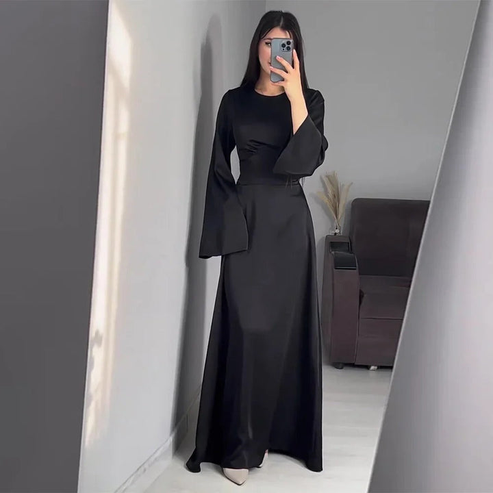 Drune | Schickes Damen Maxikleid mit Langen Ärmeln und Tailliertem Schnitt