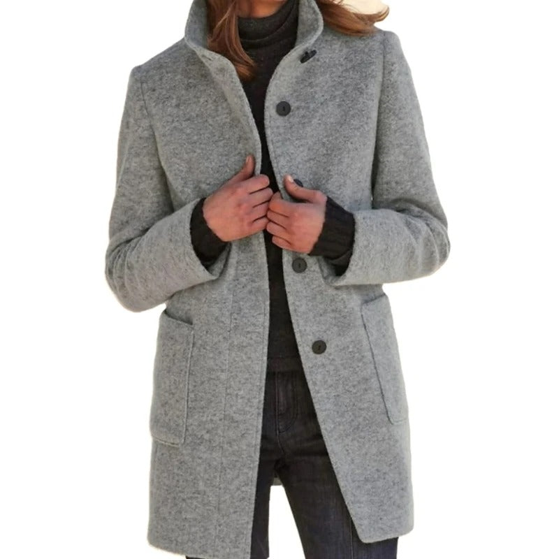 Drune | Lange Damenjacke mit Knopfverschluss Frühlingsjacke Damen