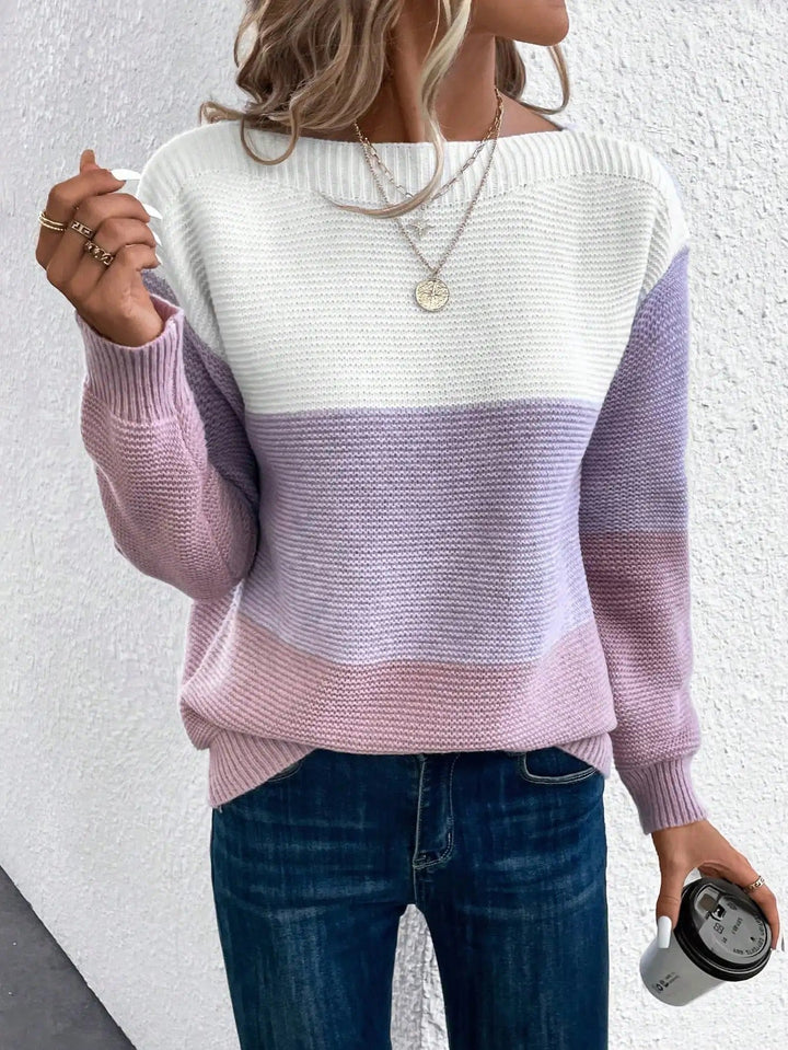 Drune | Eleganter Dreifarbiger Patchwork Pullover