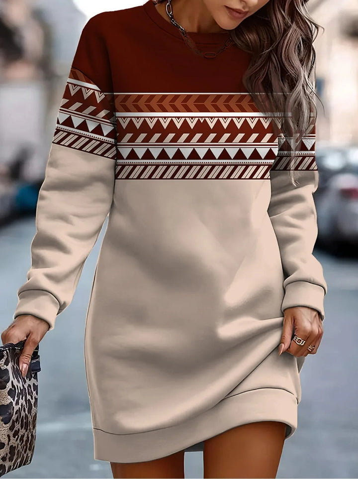 Drune | Wintermode Druck O Hals Kleid