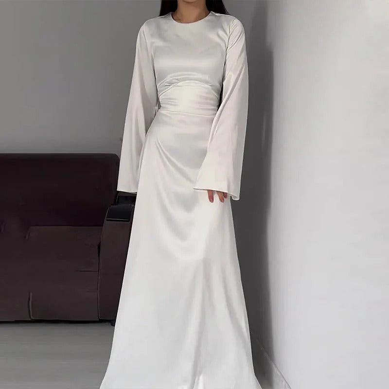 Drune | Schickes Damen Maxikleid mit Langen Ärmeln und Tailliertem Schnitt