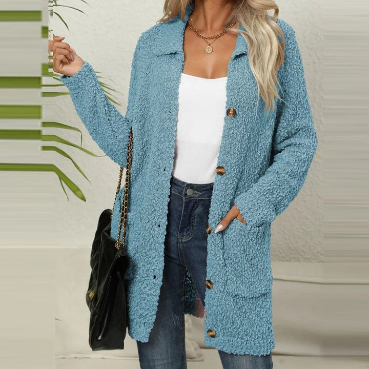 Drune Strickjacke | Lange Strickjacke aus weichem Teddybär mit Taschen