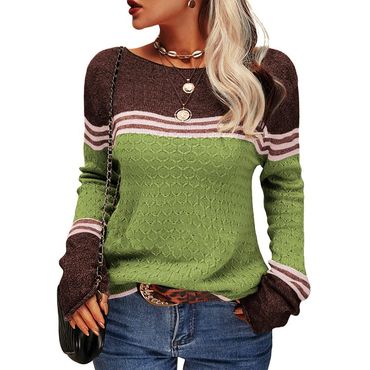 Drune - Damen Zwei-Farben Farbblock Pullover