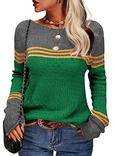 Drune - Damen Zwei-Farben Farbblock Pullover