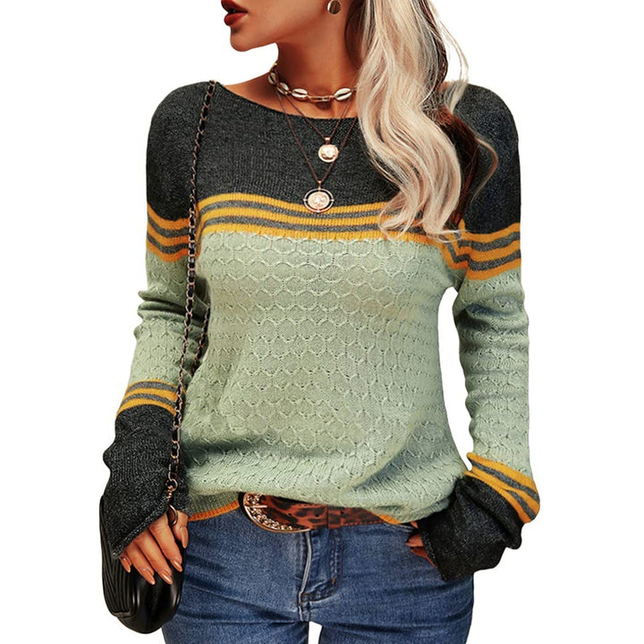 Drune - Damen Zwei-Farben Farbblock Pullover