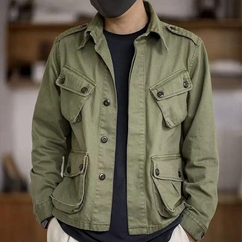 Drune | Lässige Multifunktions Grüne Militärjacke Für Männer