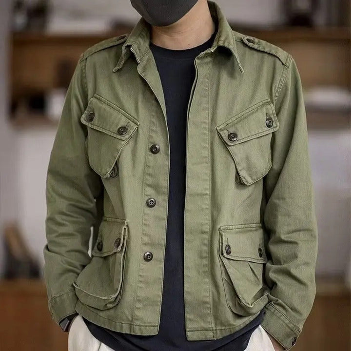 Drune | Lässige Multifunktions Grüne Militärjacke Für Männer