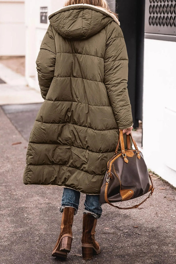 Drune | Lange Pufferjacke mit Pelzfutter Polyester Warm und Trendy