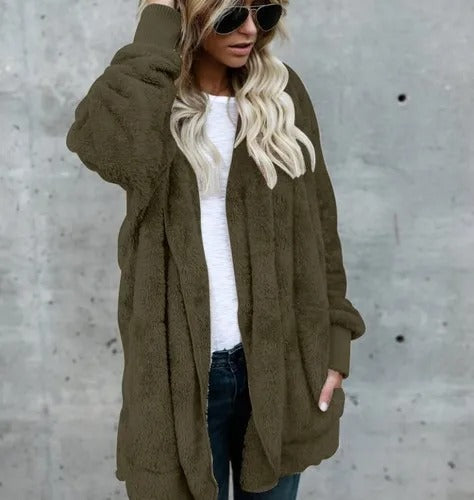 Drune Fleece-Cardigan | Superweicher lässiger Fleece-Cardigan mit Kapuze für Damen