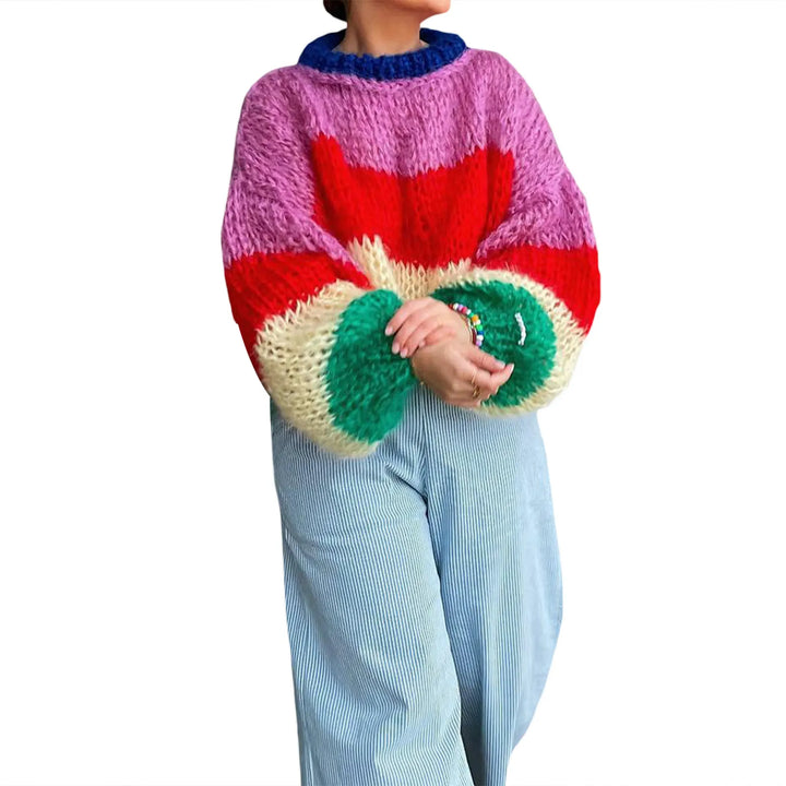 Drune | Damen Oversized Strickpullover mit Streifenmuster