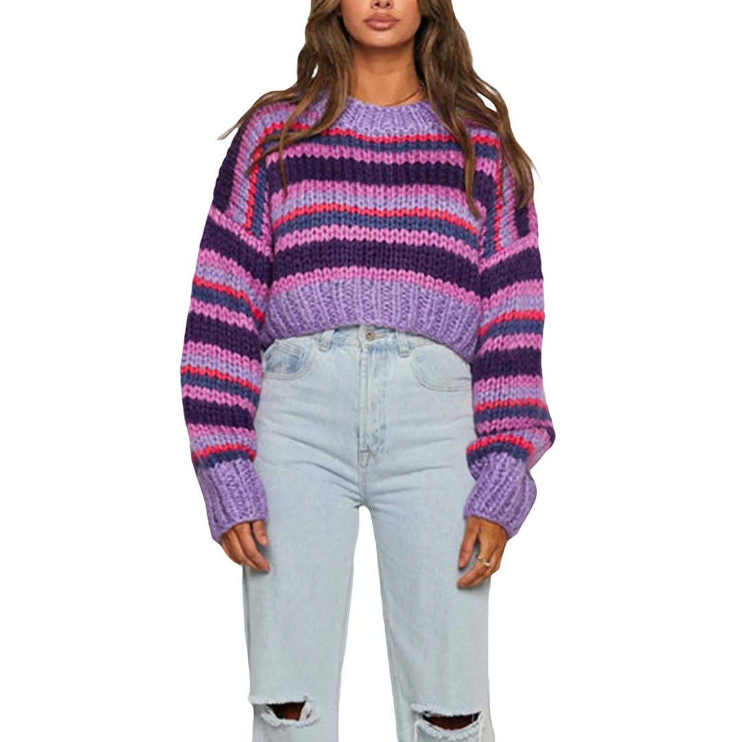 Drune | Damen Oversized Strickpullover mit Streifenmuster