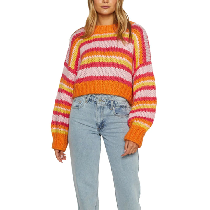 Drune | Damen Oversized Strickpullover mit Streifenmuster