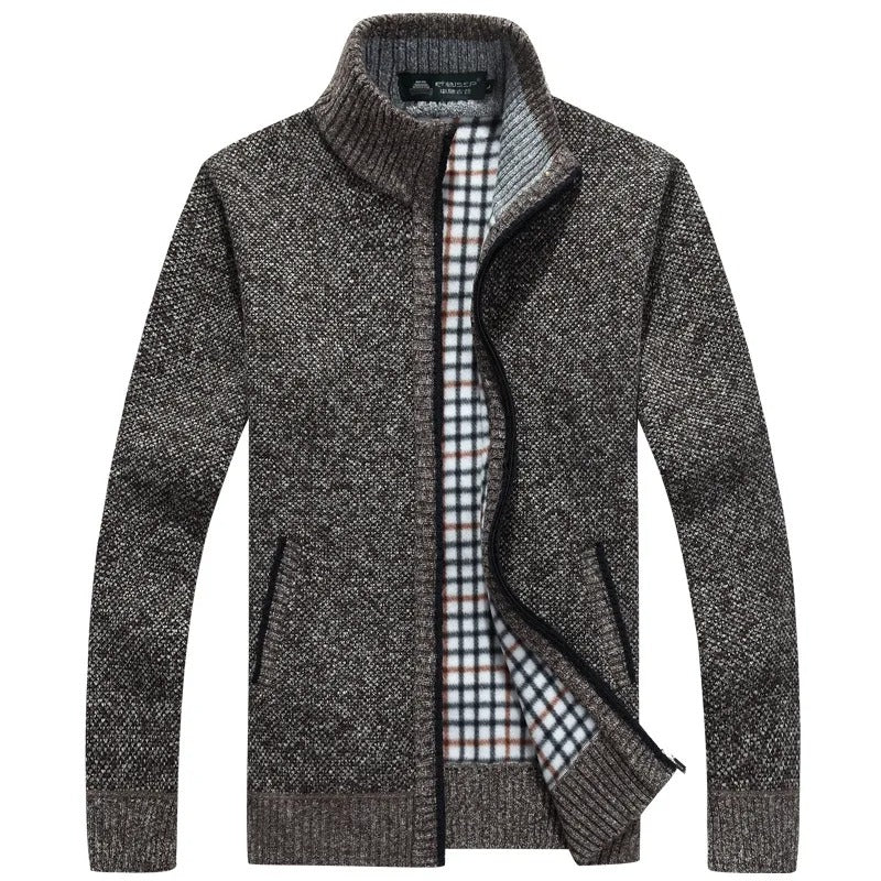 Drune | Strickjacke mit Karofutter Wollmischung Warm und Stilvoll