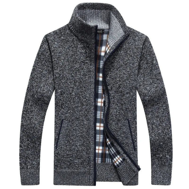 Drune | Strickjacke mit Karofutter Wollmischung Warm und Stilvoll