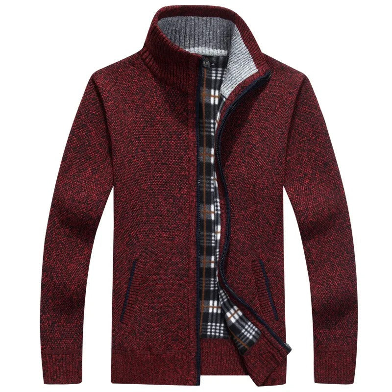 Drune | Strickjacke mit Karofutter Wollmischung Warm und Stilvoll